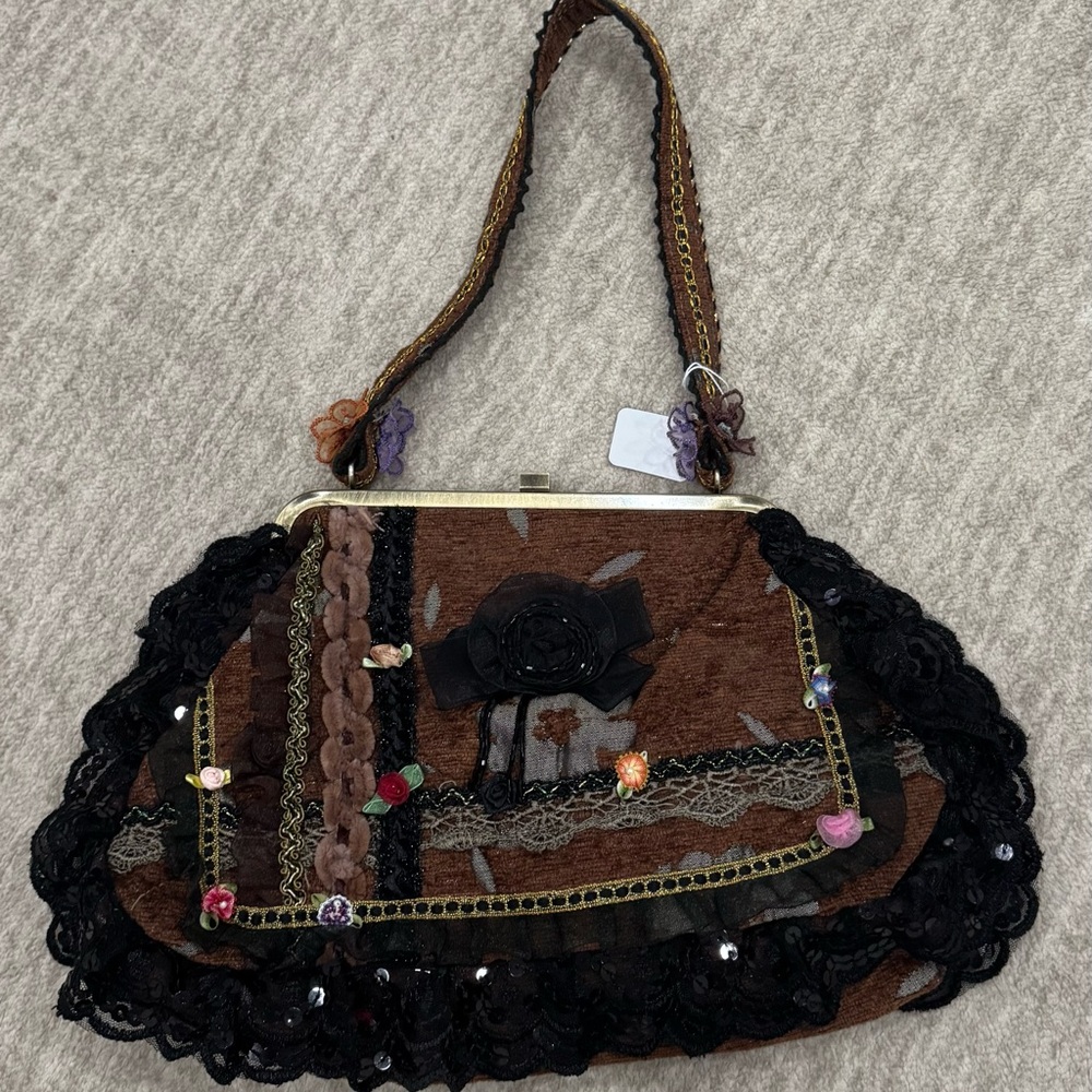 Chic Brown and Black Leather Shoulder Bag